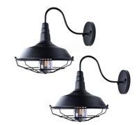 Wall Light Vintage Industrial Style Sconce - Weatherproof Outdoor Porch Lighting, Rustic Farmhouse Gooseneck Design for Balcony and Barn