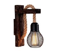 Wall Light Wall Sconces, V-intage Wood Hemp Rope s Fixture Retro Hallway Bedside Loft Light Luminaire Industrial Decor Lighting Wooden