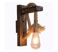 Wall Light Wall Sconces, V-intage Wood Hemp Rope s Fixture Retro Hallway Bedside Loft Light Luminaire Industrial Decor Lighting Wooden