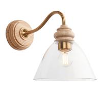 Wall Light Wood Cotswold Ash Antique Brass Endon 113371