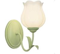 Wall Lighting Fixtures Green Flower Shaped Wall Light Creative Milk White Glass Wall Sconce Iron Indoor Decorative Wall Mounted Lighting Fixture for Living Room Bedroom Restaurant Children's Room