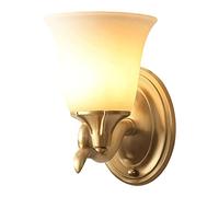 Wall Lighting Fixtures Vintage Indoor Wall Light Creative Glass Retro Wall Sconce Brass Faux Alabaster Glass Shade Wall Mounted Lighting Fixture for Corridor Aisle Bathroom