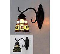 Wall Lights 1 * Flame Wall Lamp Retro Stained Glass Lampshade Sconce Mermaid Corridor Bathroom Mirror Living Room Candle Light Wall Lamp,E