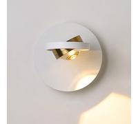 Wall lights,1-Pack Modern 5W 3000K LED Round Wall Light with 360° Adjustability - Hardwired, White Bedside Reading Lamp for Bedroom Headboard & Hotel