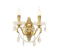 Wall Lights,European Style Copper Crystal Decorative Candlestick Wall Lamp,Indoor Living Room Bedroom Bedside Lighting Wall Sconces Light (double Head) Bedroom Wall Sconces