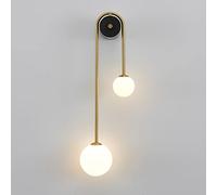 Wall Lights,Gold Brushed Brass Wall SconceDouble Glass Beside Wall Lamp Mid Century Wall Mount Lighting Living Room Bedroom Wall Lamp for Living Room Bedroom
