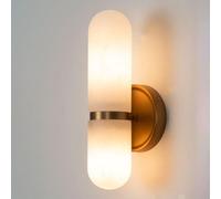 Wall Lights Indoor Wall Sconces Alabaster Natural Marble Wall Mount Light Oval Gold Wall Mount Light Cylinder Stone Wall Lamp Bathroom Vanity Light for Living Room Bedroom Stairs