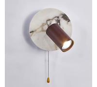 Wall lights,Nordic Style Adjustable Round Spot Lights GU10 Marble Wall Sconce with Pull Switch - Natural Stone Wall Lamp for Directional Lighting in Bedroom, Bedside and Living Roo
