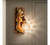 Wall Lights, Resin Squirrel Wall Lamp for Kids, Creative Bedside Lighting, Pastoral Animal Decor for Bedroom and Study