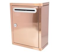 Wall Mail Holder Large Mailbox, Wall Mounted Steel Lockable Weatherproof Post Box, Hanging Suggestion Box, Complaint Box, Cards Post Box for Shop Golden 27 x 21 x 11 cm