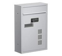 Wall Mailbox silver-coloured Code Lock Letterbox Postbox Pillar Letter Mail Post Box