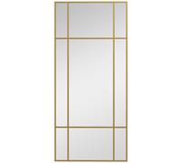 Wall Mirror 110x50cm Gold Tone Glass/Metal Grid 9-Pane With MDF Backing Shatter