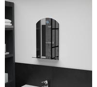 Wall Mirror 30 x 50 cm Tempered Glass with 30 x 10 cm Shelf Clear Minimal Style