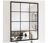 Wall Mirror 3pc Black Glass Powder-Coated Iron Frame 80x60cm Wall-Mounted Set