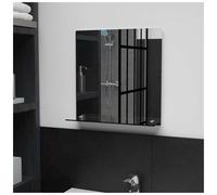 Wall Mirror 40x40 cm Clear Tempered Glass with Shelf Modern Bathroom Decor Style