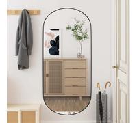 Wall Mirror 45x100 cm Glass Oval Black Frame