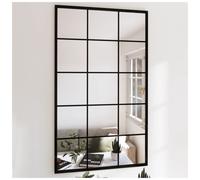 Wall Mirror 4pcs Black Powder-Coated Iron Frame Glass 100x60cm Wall-mounted Slim