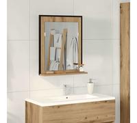 Wall Mirror 50x12x60cm Artisan Oak Glass & Engineered Wood Wall-Mounted Shelf L