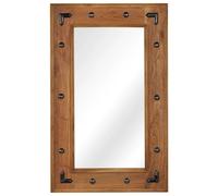 Wall Mirror 50x80 cm Solid Acacia Wood Frame Natural Finish Vintage Charm Decor