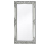 Wall Mirror Baroque Silver 100x50 cm Ornate Bevelled Wooden & Glass Frame Decor