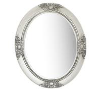 Wall Mirror Baroque Silver 50x60 cm Rectangular Wood Eng. & Glass Bevelled Frame