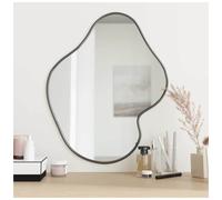 Wall Mirror Black 60x50 cm Glass PVC Frame Minimalist Rectangular Home for Decor