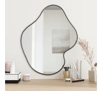 Wall Mirror Black 60x50 cm Glass with PVC Frame Minimalist Rectangular Slim Edge