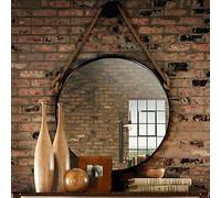 Wall Mirror Black Large Round Mirror With Hemp Rope Hanging Strap And Hook, Elegant Circle Mirror For Bedroom/Entryway/Bathroom Diameter(Size:70cm)