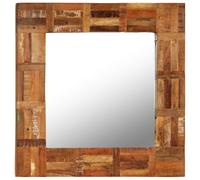 Wall Mirror Brown Solid Reclaimed Wood & Glass 60x60cm Rustic Square Handcrafted
