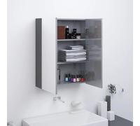 Wall Mirror Cabinet Shining Grey. MDF & Glass 60x15x75cm 2 Doors 3 Compartments