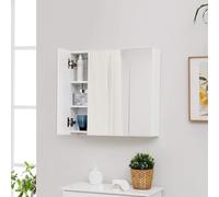 Wall Mirror Cabinet with 3 Doors and Adjustable Shelf VASAGLE White One Size