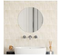 Wall Mirror Clear Glass Round Φ50cm Slim Classic Clip-Mount Home Vanity Bathroom