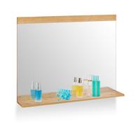 Relaxdays Wall Mirror with Shelf, Bamboo Frame, 68.5 x 90 cm