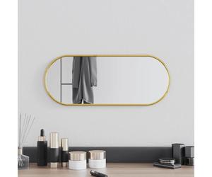 Wall Mirror Gold 50x20 cm Oval Slim 4mm Glass PVC Frame Minimalist for Home Use
