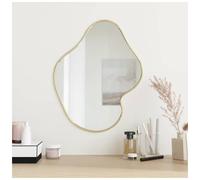 Wall Mirror Gold 50x40 cm Glass PVC Minimalist Rectangular for Bathroom Bedroom
