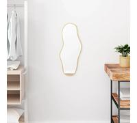 Wall Mirror Gold 60x25 cm Glass Mirror PVC Frame Minimalist Rectangular Vanity.