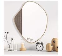 Wall Mirror Gold 60x50 cm Glass PVC Frame Minimalist Rectangular for Hallway Use