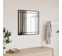 vidaXL Wall-Mounted Square Mirror in Black Iron Frame - Minimalist Design for Hallway, Bedroom, Living Room, Bathroom Decor