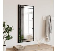 vidaXL Wall-Mounted Wall Mirror in Minimalistic Design with Durable Powder-Coated Iron Frame - Versatile Home Decor for Bedroom, Living Room, Hallway (Black, 40x80 cm)