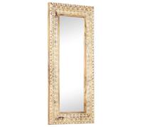 Wall Mirror Hand-Carved 110 x 50 x 2.6 cm Brown Solid Mango Wood