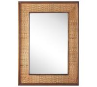 Beliani Rectangular Wall Mirror Light Wooden Frame 54 x 74 cm Bamboo Basket Weave Iguala
