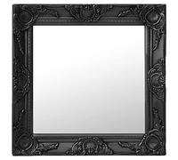 Wall Mirror in Baroque Style Black with Wooden Frame 50 x 50 cm Square Decoration for Living Room Hallway Bathroom with Wall Mounted and Bevelled Edge