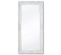 Wall Mirror in Baroque Style White with Wooden Frame 100 x 50 cm, Decorative Wall Mounting for Bedroom, Hallway and Bathroom, Classic Design for Full Body and Make-Up