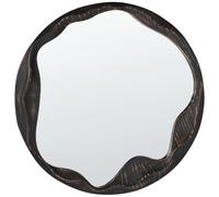 Beliani Wall Mirror LANGON 60 cm 60 cm Pine Wood Dark Brown, Brown