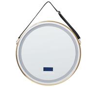 LED Bathroom Mirror DAROIS 60 cm 60 cm with Built-In Bluetooth Speaker Gold