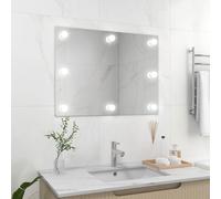 Wall Mirror LED Rectangular Frameless Clear Glass 80x60 cm Modern Vanity Bath UK