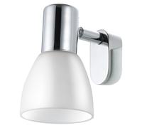 Wall/Mirror Light Colour Chrome Shade White Glass Opal Matt Bulb E14 1x40W