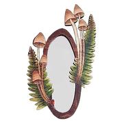 Wall Mirror Minimalist Style Wooden Forest Mushroom Mirror 12.99x7.87 Inch Vintage Oval Shape Hanging Vanity Mirror Decor for Bedroom, Living Room Oval Mirror Mushroom Mirror Vintage Mirror Wall Mirro