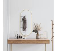 Wall Mirror Oval 100x45 cm Gold PVC Frame Glass Minimalist Wall-Mounted for Home