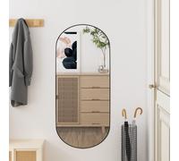 Wall Mirror Oval Clear Glass 35x80 cm Frameless Bathroom Bedroom Decor Modern UK